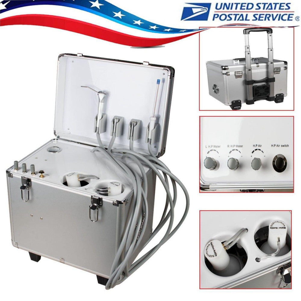 Dental-Delivery Unit Mobile~Portable System Rolling Case 3 Way Treatment 4 Hole~