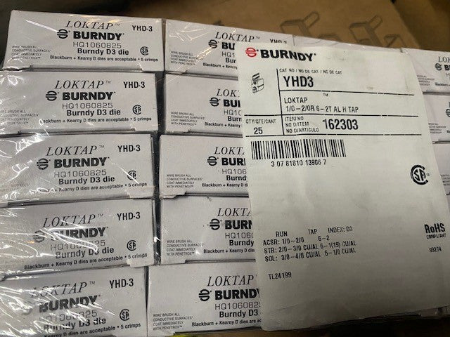 (25 PACK) Burndy YHD3 Compression Line Tap
