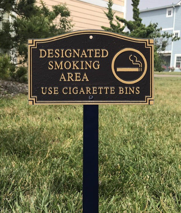 New Metal Designated Smoking Area Use Cigarette Bins 9.25” X 5.5” 18” Pole