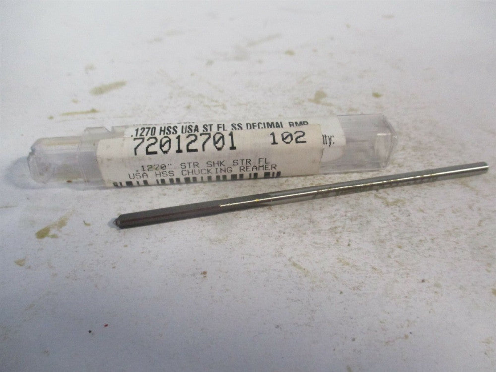 (433-0.1270) 0.127" x 7/8" x 3-1/2" OAL Straight Shank HSS 4Fl Chucking Reamer