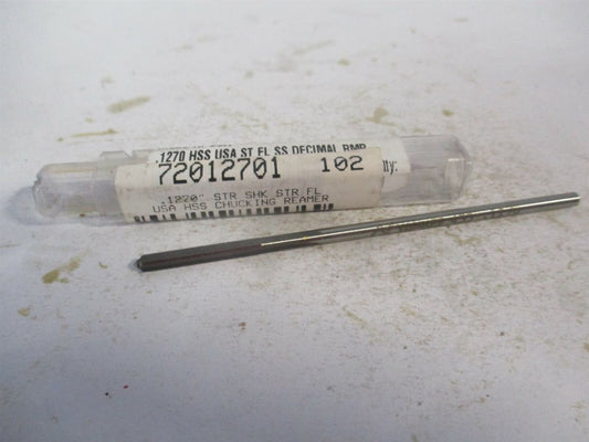 (433-0.1270) 0.127" x 7/8" x 3-1/2" OAL Straight Shank HSS 4Fl Chucking Reamer