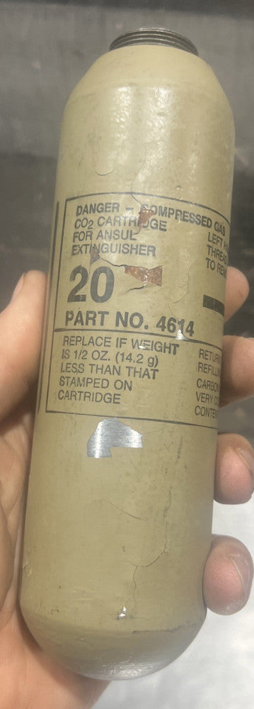 Ansul Part 4614 20 CO2 Cartridge Nos Surplus No Wrap No Top