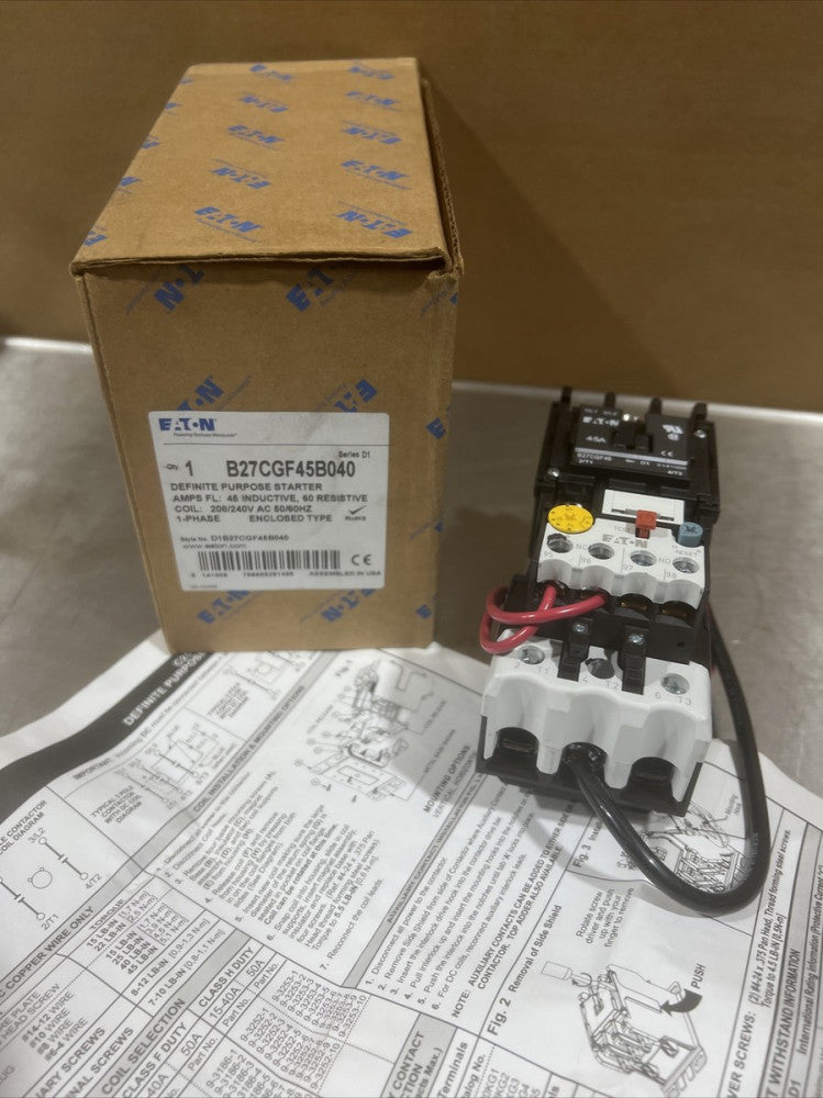 Eaton NSB B27CGF45B040 Starters Definite Purpose 45A 240V 50/60Hz 1Ph Nos