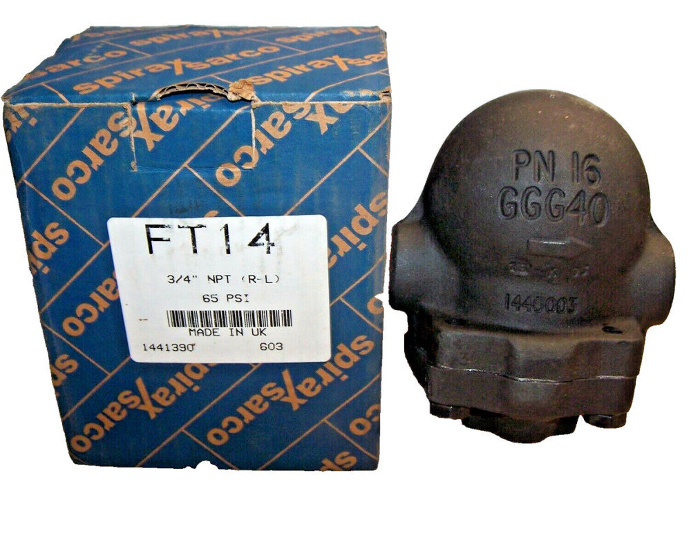 NEW SPIRAX SARCO 3/4" NPT STEAM TRAP R-L  65 PSI PN16 GGG40 MODEL FT14 