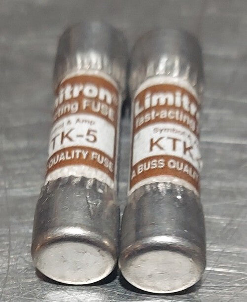 Lot of 2 - LIMITRON Buss Quality KTK-5 Fast Acting Fuse