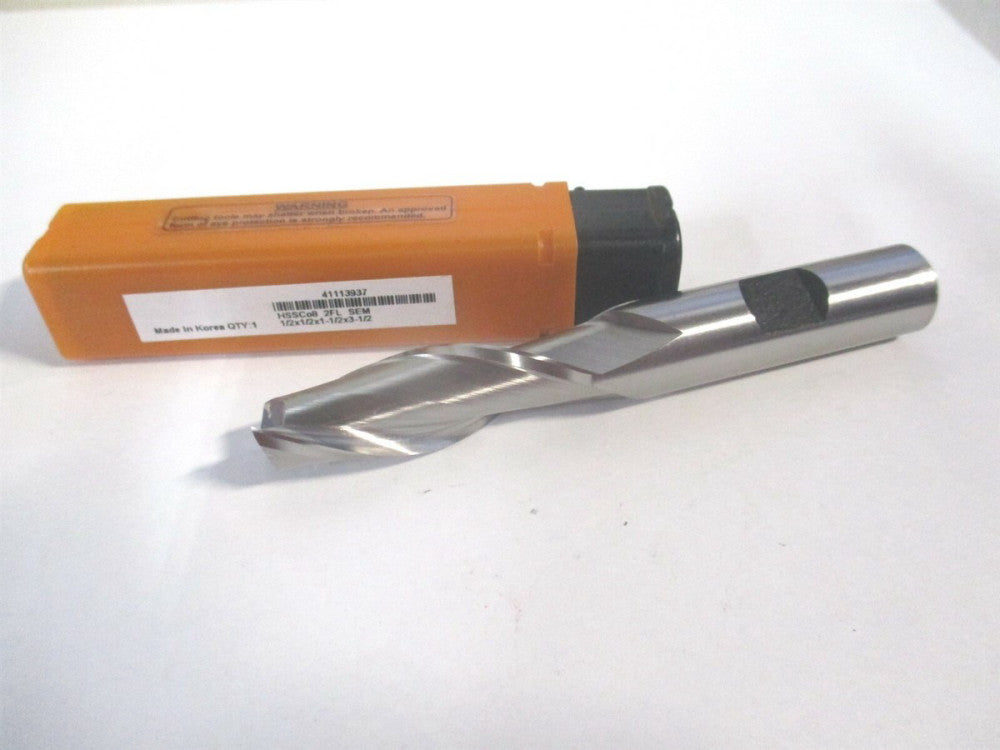 (E203303201) 1/2" x 1-1/2" x 1/2" x 3-1/2" OAL 2 Flute Cobalt Square End Mill 