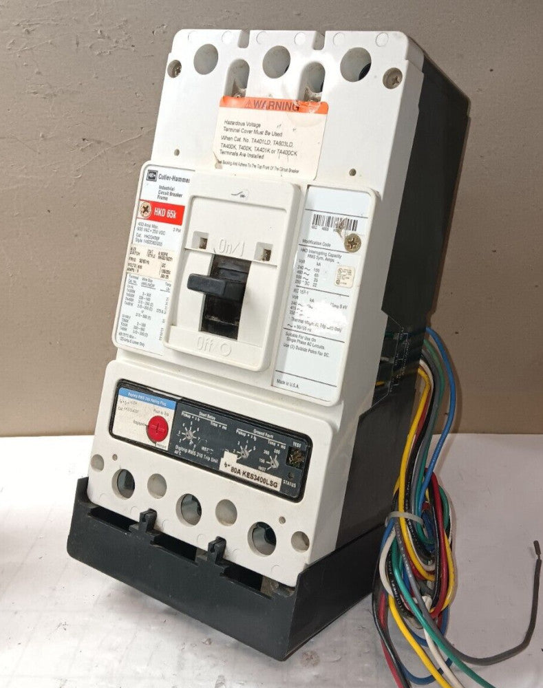 New Cutler Hammer HKD3400F 400 Amp Circuit Breaker 3 Pole 600V W/ Aux+KES3400LSG