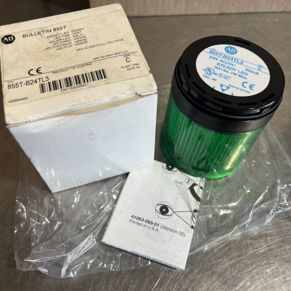 Allen Bradley,855T-B24TL3, Green Steady LED Nos Surplus