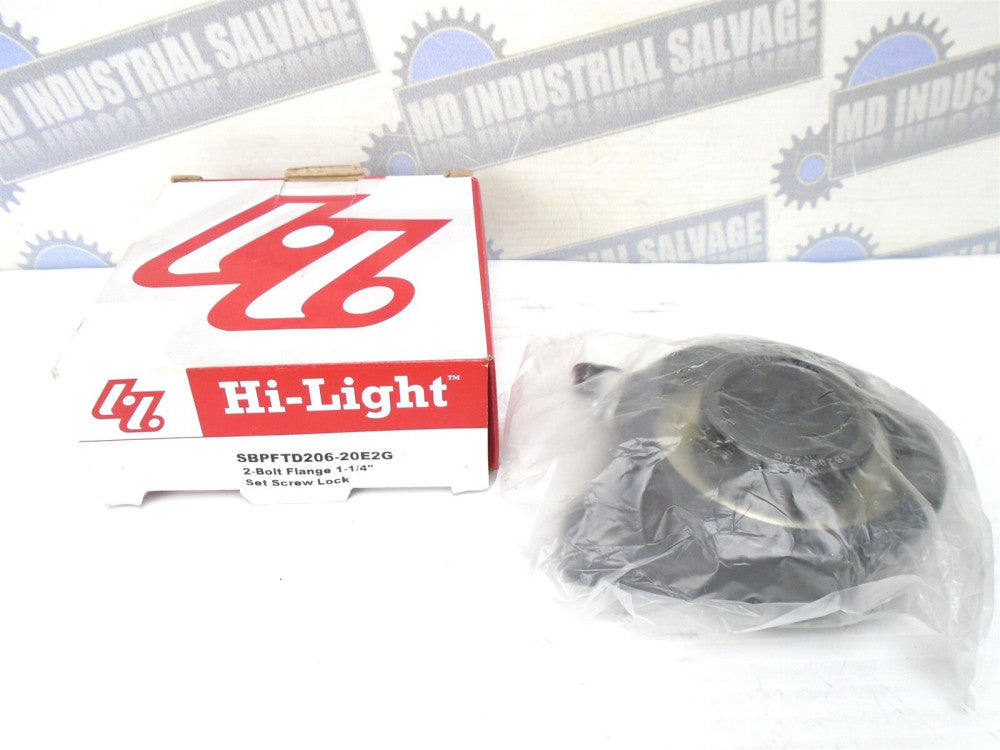 HLU Hi-Light - SBPFTD206-20E2G - 2-BOLT 1-1/4" FLANGED BLOCK BALL BEARING -(NEW)