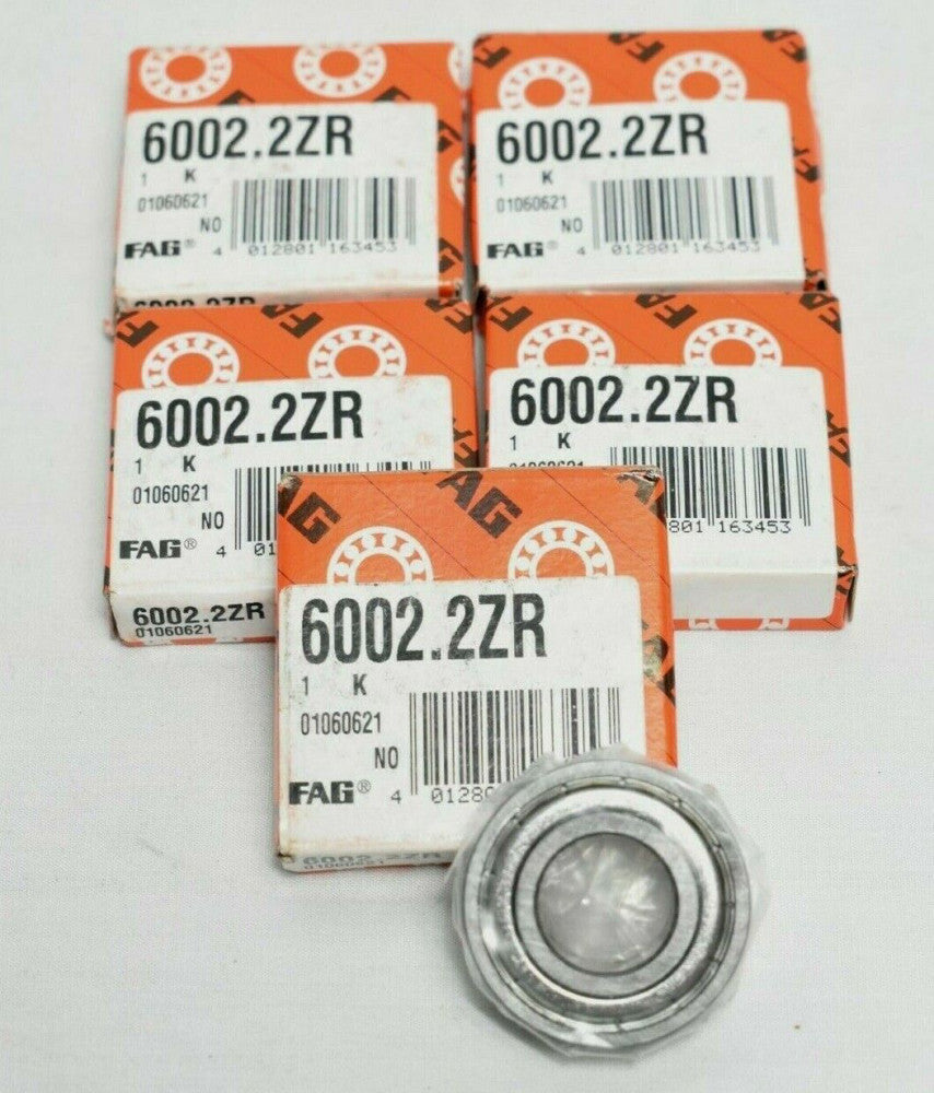 [Lot of 5] FAG 6002.2ZR Ball Bearing 15mm ID x 32mm OD x 9mm W