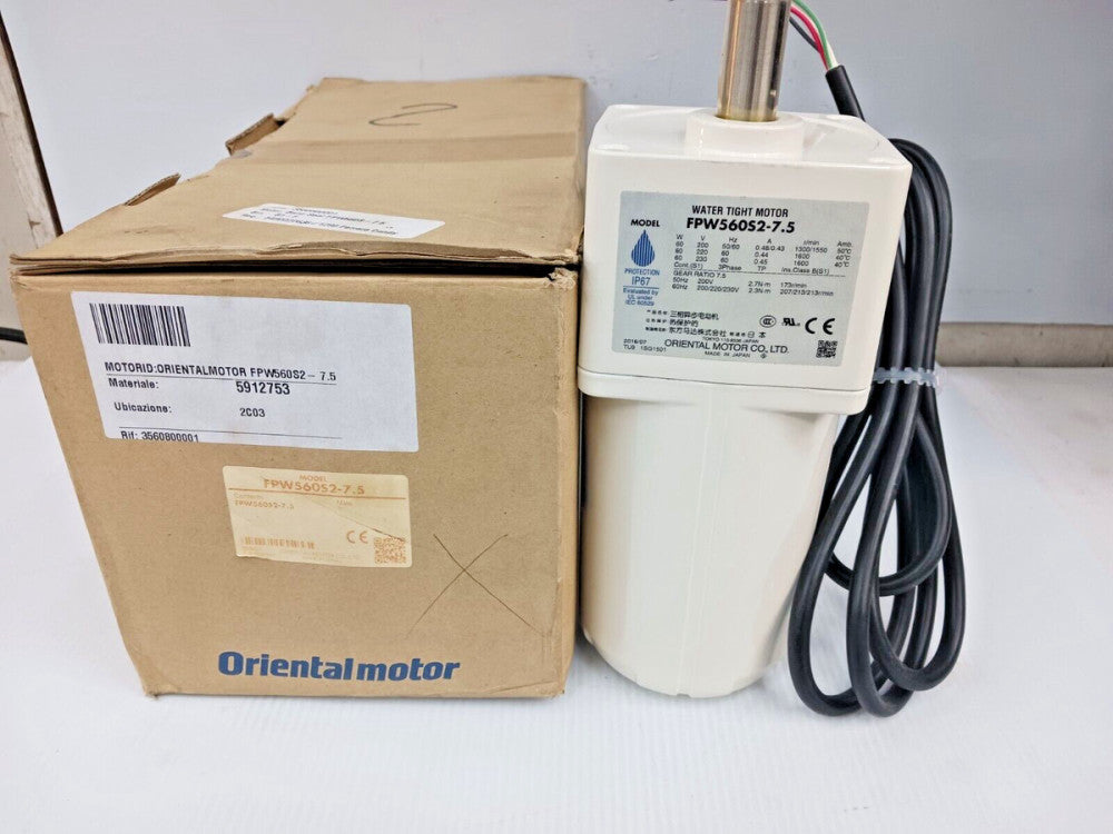 NEW ORIENTAL MOTOR 1/12 HP WASHDOWN GEAR MOTOR 3 PH 200/220/230 V FPW560S2-7.5