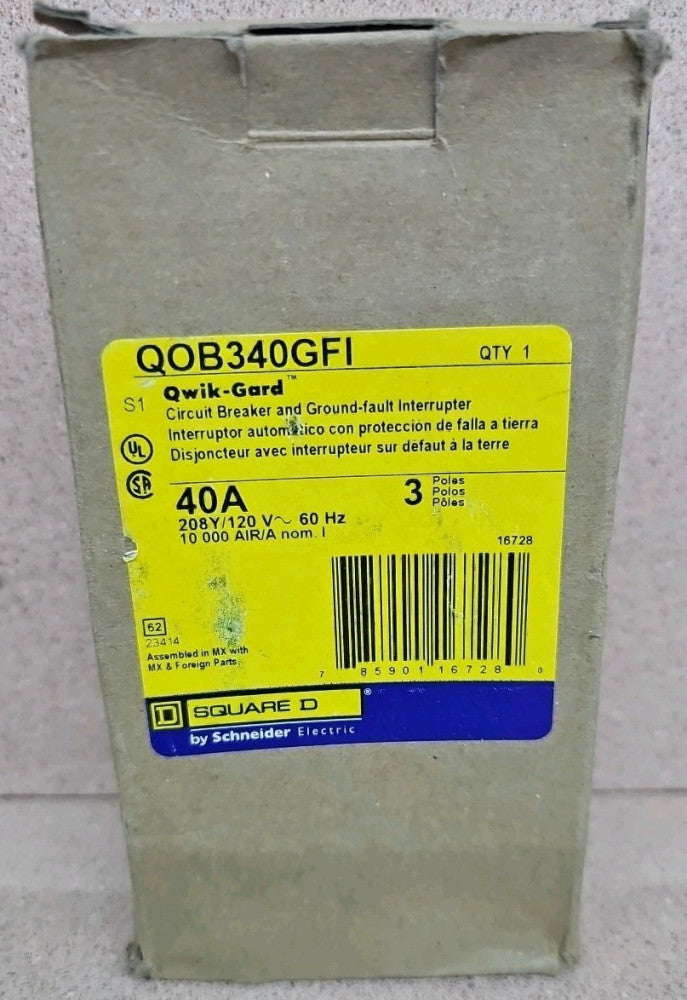 QOB340GFI SQUARE D NEW IN BOX 3P 40A GFI NOS