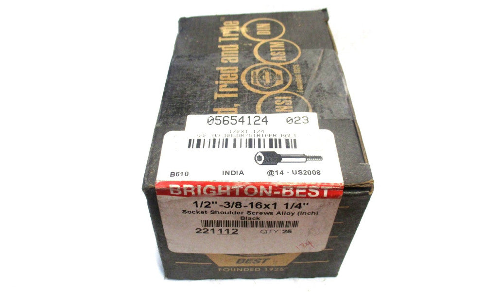 Brighton (221112) 1/2" Diam x 1-1/4 L 3/8-16 UNC 1/4 Hex Shoulder Screw - 25 QTY
