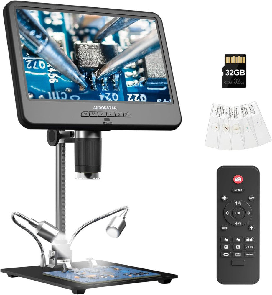 Andonstar AD210 10.1 Inch LCD Digital Microscope for Adults, Soldering Black 