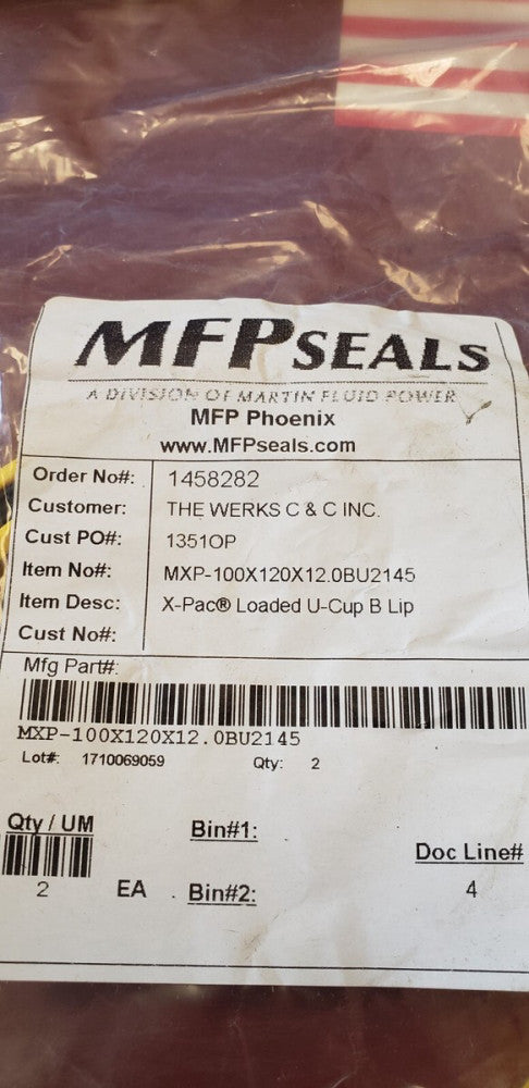 X-Pac B lip Loaded U-Cup U2145 High Temp Urethane Seal MXP-100X120X12.0BU2145