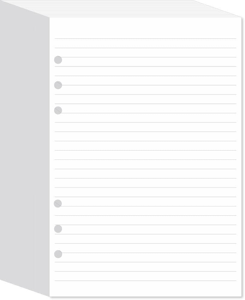 A5 Lined Paper 6-Hole Punched, 250 Sheets (500 Pages), Compatible with Filofa...