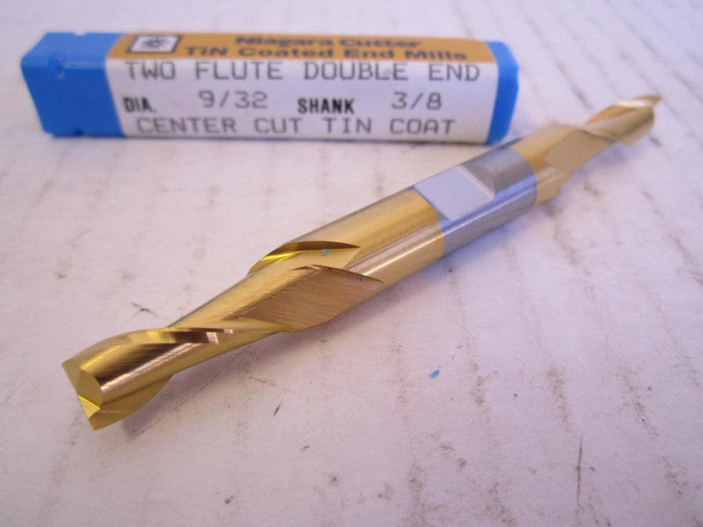 Niagara 9/32 x 3/8" Double End Center Cut 2-Flute TiN Endmill 98717 New