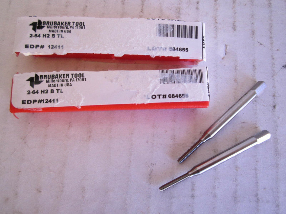 Brubaker Tool (12411) #2-64 HSS H2 Bottoming Thread Forming Taps - Qty 2