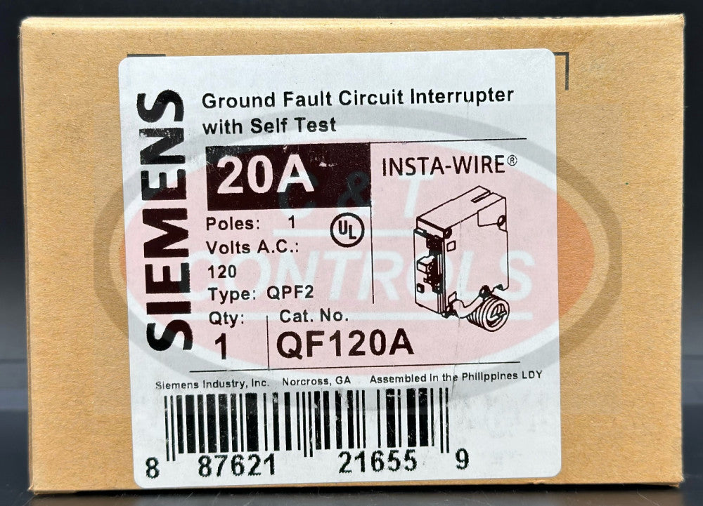 Siemens QF120A 1P 20A Plug In GFCI 5mA Circuit Breaker New In Box USA Stock