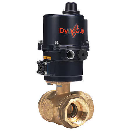 Dynaquip Controls Eyhg8aue07 2" Fnpt Brass Electronic Ball Valve 3-Way
