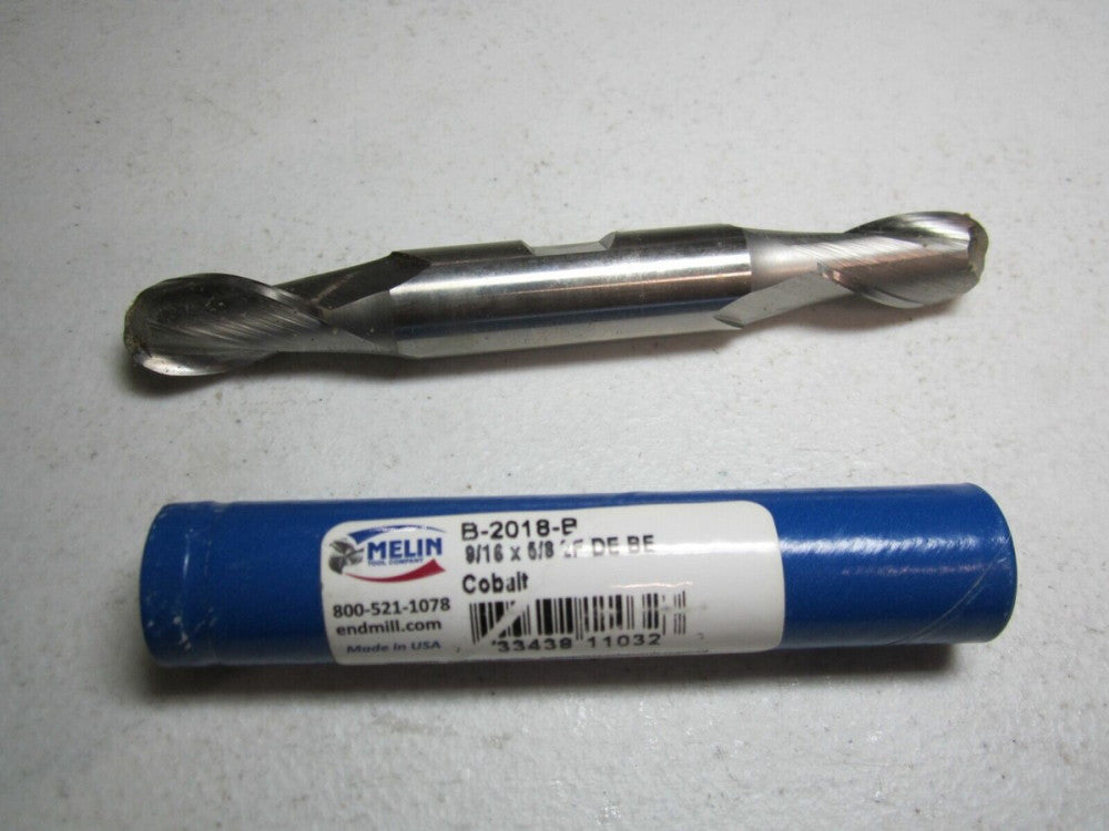 Melin (B-2018-B) 9/16 x 1-1/8 x 5/8 x 5 OAL Double End Cobalt Ball End Mill
