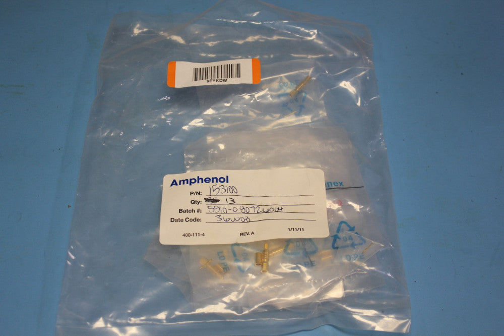 Amphenol 153100 Straight Crimp Plugs set of 13 NEW