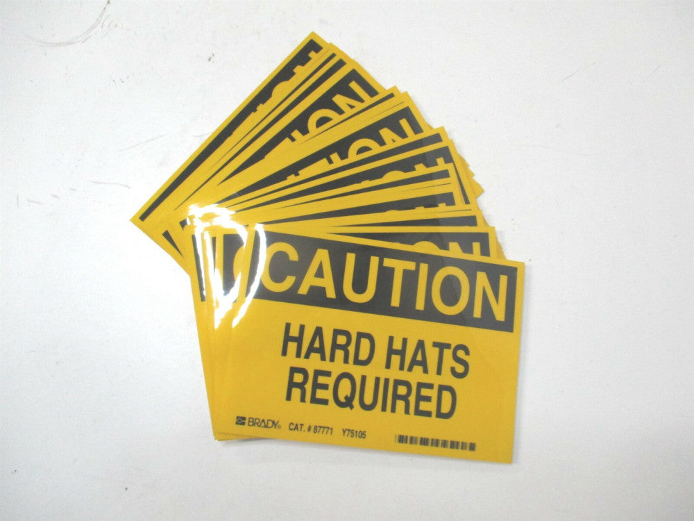 Brady (87771) 3-1/2 x 5" Hard Hats Required Yellow Safety Sign Label - Lot of 20