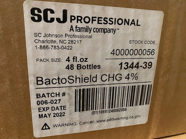 (CASE 48) STERIS 134439 SURGICAL SCRUB, BACTOSHIELD CHG 4%, 4 OZ, Exp 05/2022