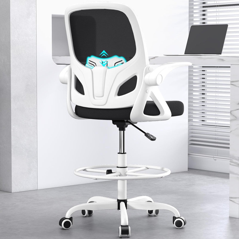 Tall Drafting Chair with Footrest Ring for Home and Work, Ergonomic Home Desk...