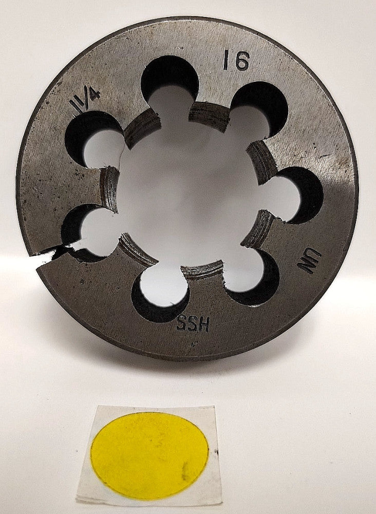 UNBRANDED 1-1/4"-16 THREADING ROUND DIE 2-1/2" OAD 3/4" WIDTH HSS