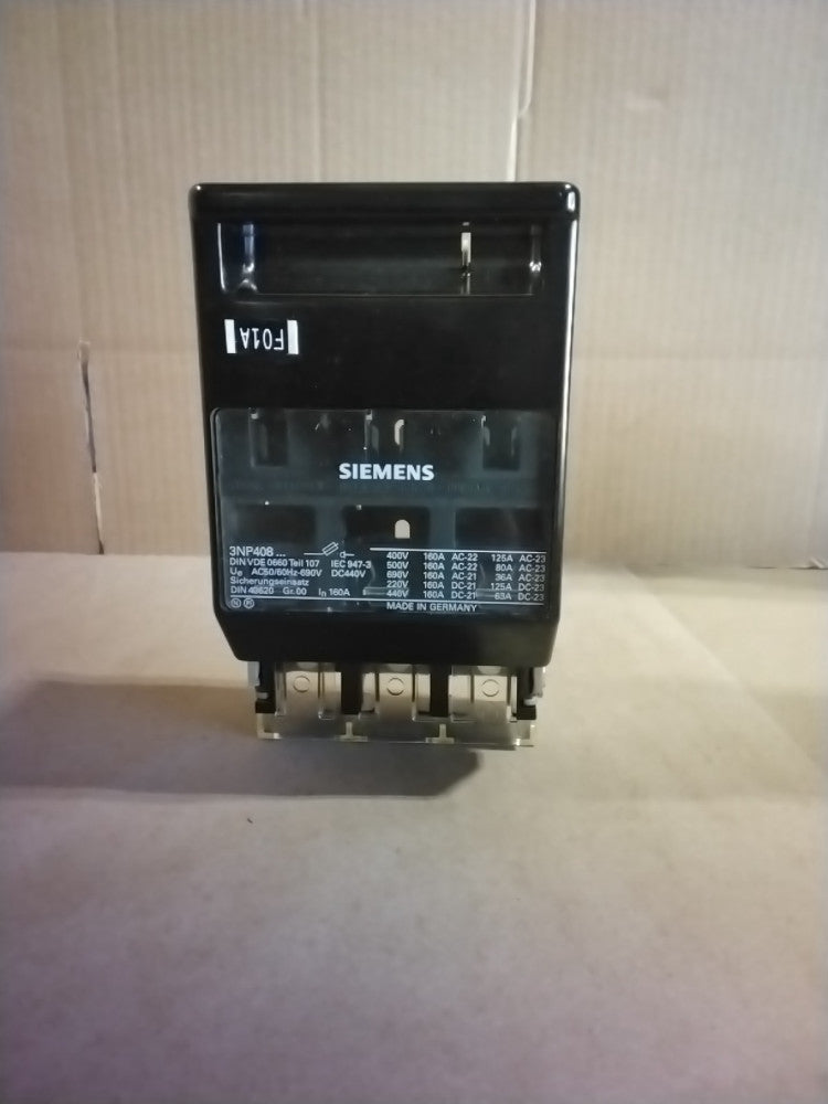 Siemens 3NP408 160 Amp 3 Pole Disconnect Fuse Switch 43620 (TBI)