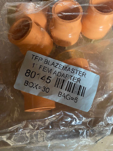 (6-Pack) TFP BlazeMaster Female Adapter Sprinkler Fitting PVC To Brass 1" 80145