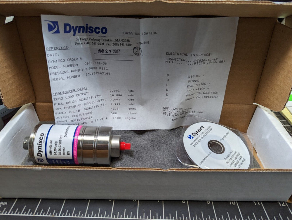 G860 Dynisco General Purpose Pressure Sensor Transducer NEW  Calibration [RSOF#5
