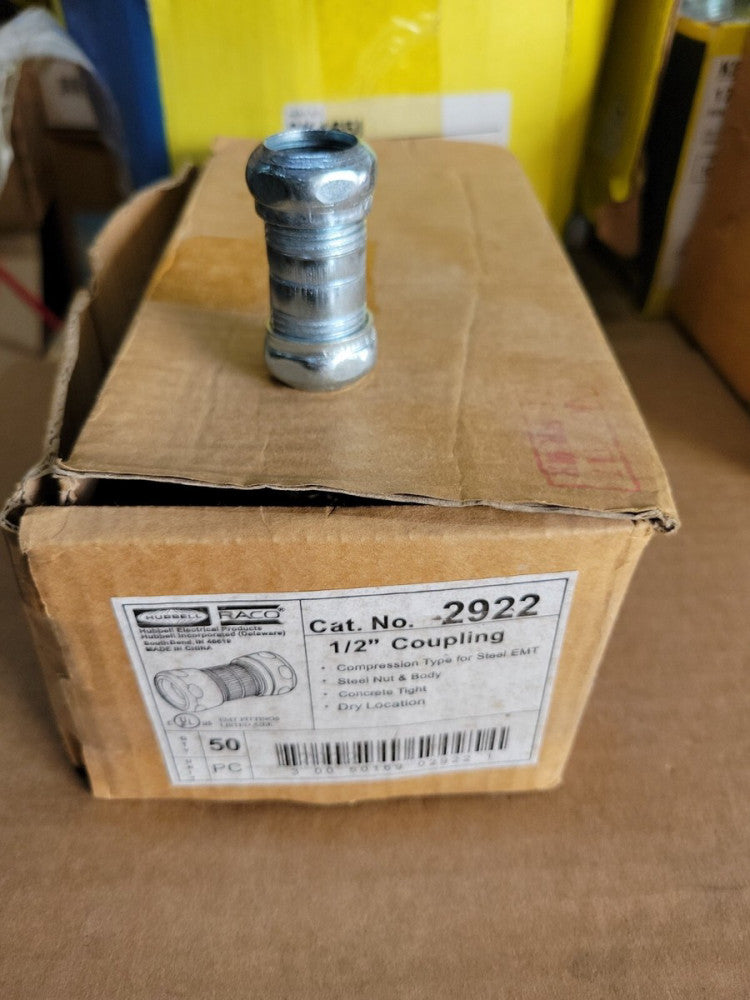 Hubbell Raco, 2922 1/2" Compression  CouplinG Box of 50 New
