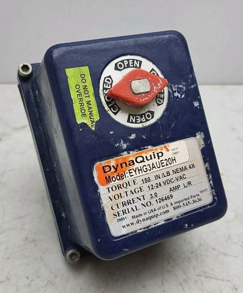 DynaQuip EYHG3AUE20H Electric Actuator Ball Valve 12-24 Vdc-Vac 0-300 Psi Used