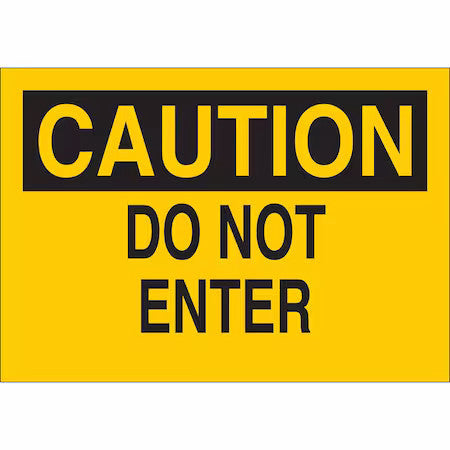 BRADY 84009 Caution Sign, 10" Height, 14" Width, Polyester, Rectangle, English