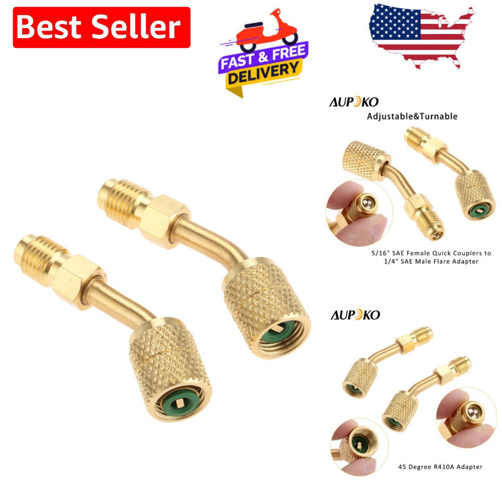 Brass R410A Charging Adapter with 45° Angle and Leak-Prevention Design