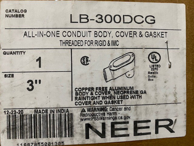 EMERSON LB300DCG / LB-300DCG All-In-One Conduit Body Cover & Gasket (NEW)