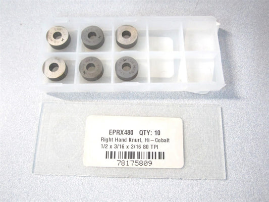(EPRX480) 1/2" x 3/16" x 3/16" 70° Cobalt RH Standard Knurl Wheel - Pack of 6 
