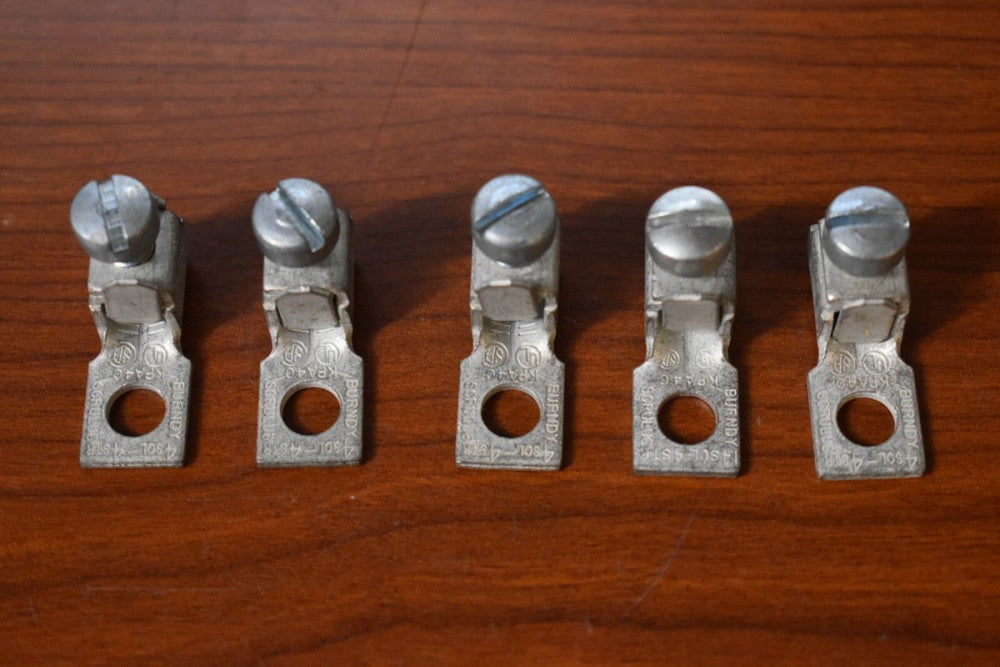 [Lot of 5] Burndy KPA40 Terminal Lug Connector 4 (SOL) - 4 (STR)