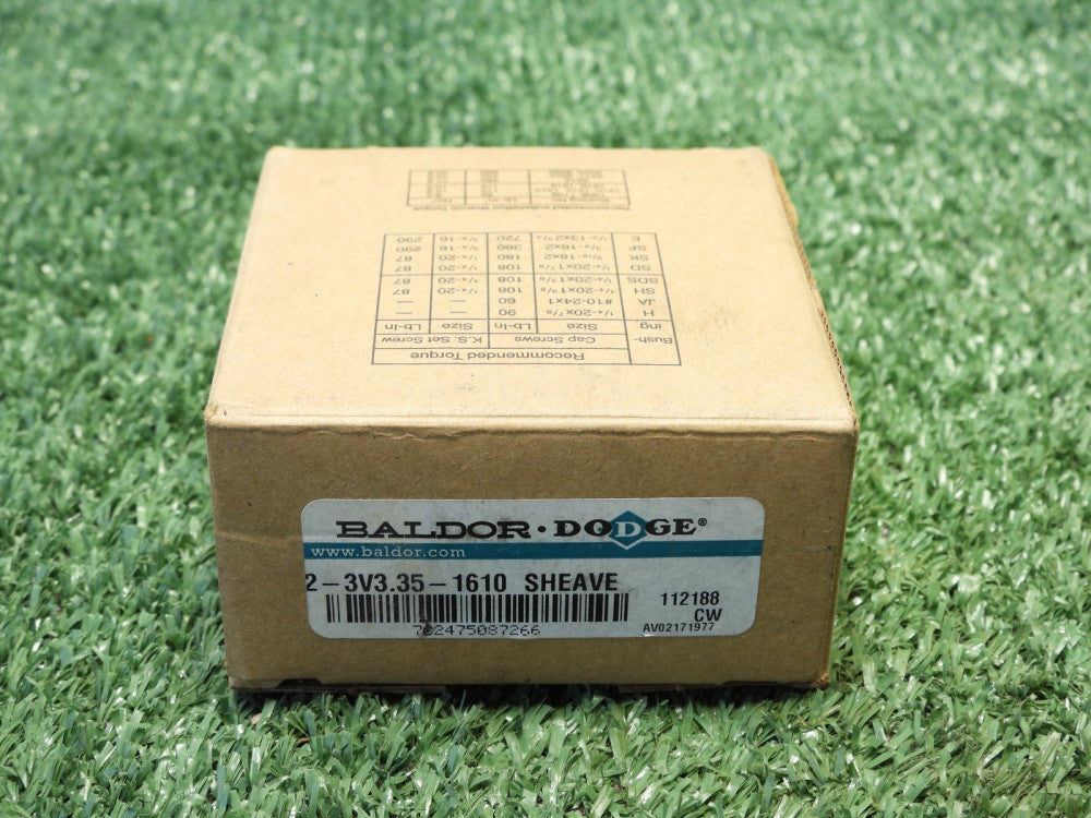 New Baldor Dodge 2-3V3.35-1610 Taperlock  Sheave for 3V Belt, 2 Grooves 3.35" OD