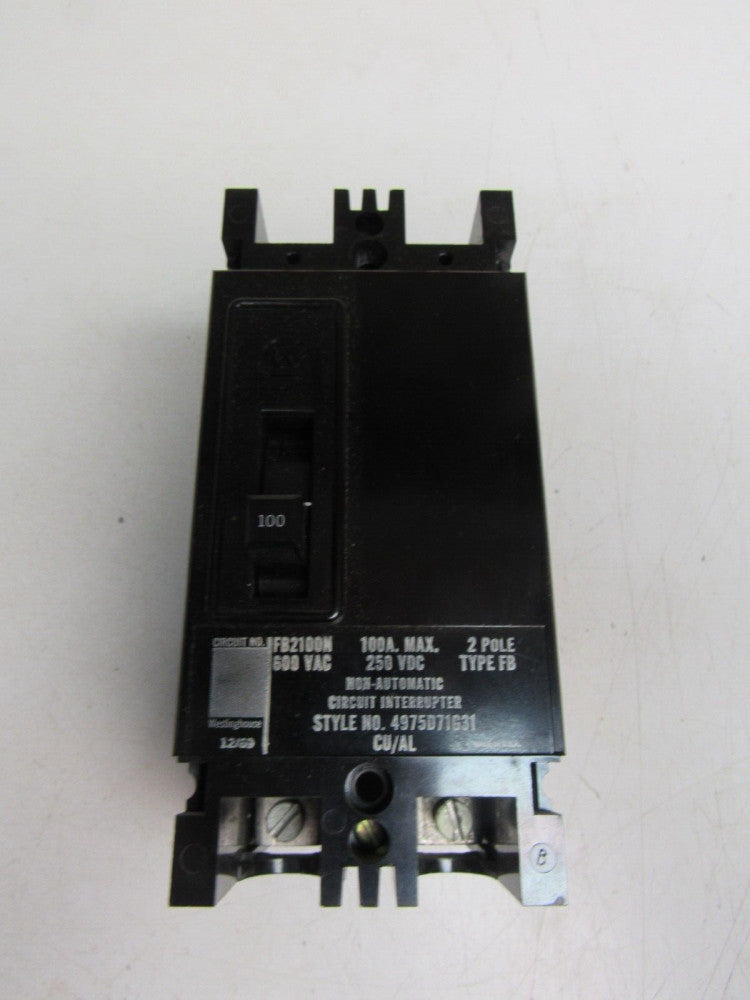 WESTINGHOUSE FB2100N NON AUTO CIRCUIT BREAKER 100AMP 2POLE NEW NO BOX !! M/OFFER
