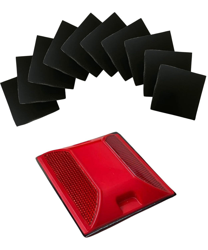 Adhesive Sticky Pads For Road Reflectors | Pack of 10 | 4 by 4 Red, Black 