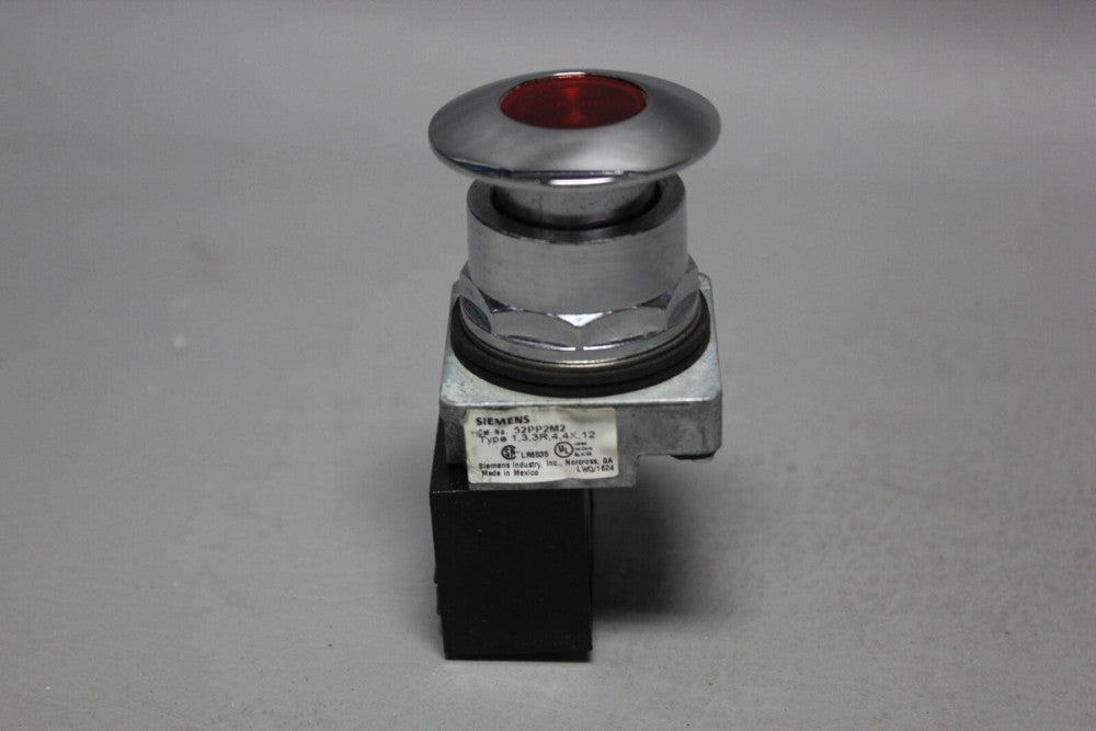 SIEMENS RED ILLUMINATED MUSHROOM HEAD PUSH PULL BUTTON 52PP2M2 W/52AAIM2