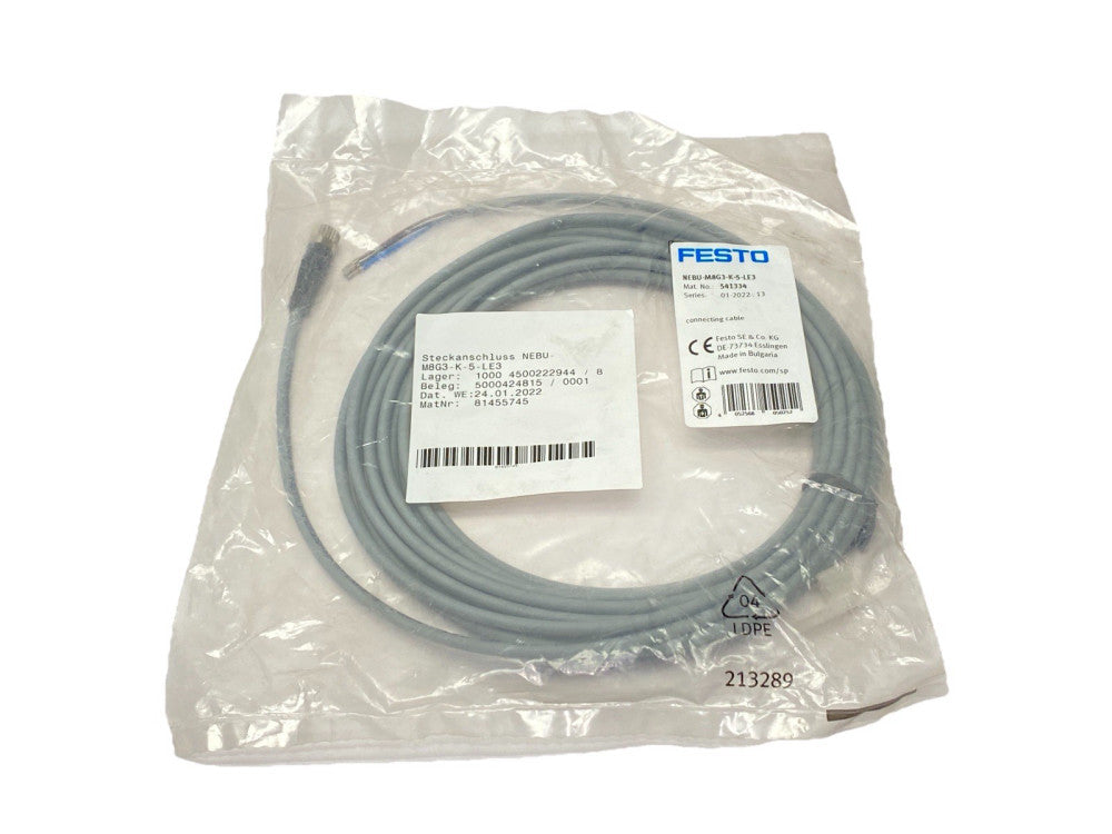 Festo NEBU-M8G3-K-5-LE3 Connecting Cable M8 3-Pin 5m 541334