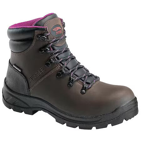 Avenger Safety Footwear A8125 Women's 6-Inch Work Boot, 8 W, Steel Toe, 6 In H,