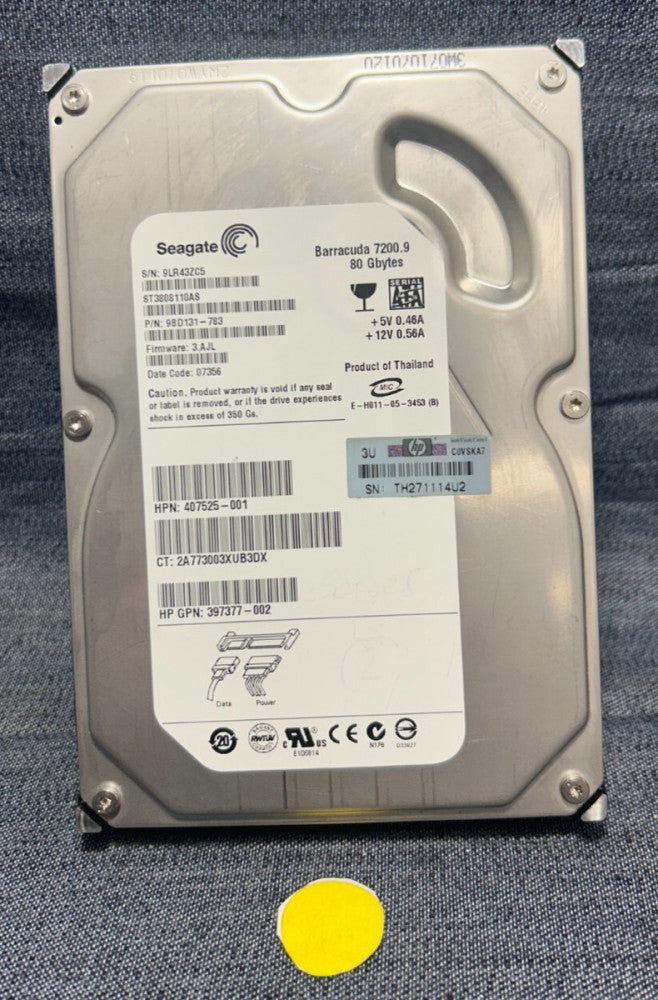 SEAGATE HARD DRIVE 9BD131-783  80GB   +5V 0.46A  +12V 0.56A
