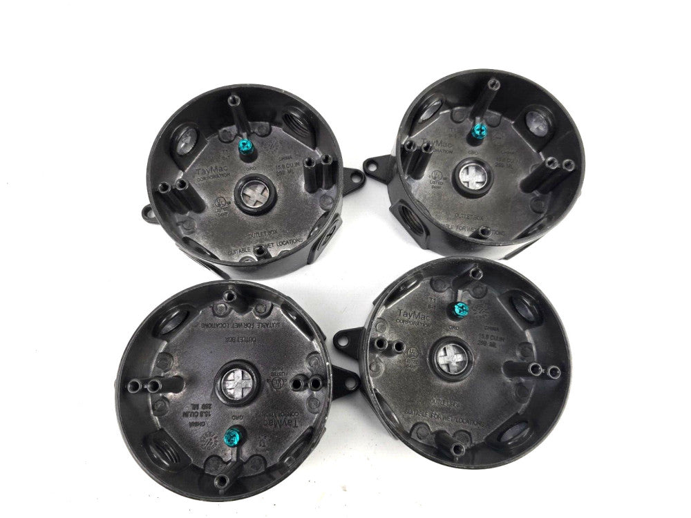 4pcs Taymac 4" Round Weatherproof Outlet Box Five Hole 15.8 CUIN