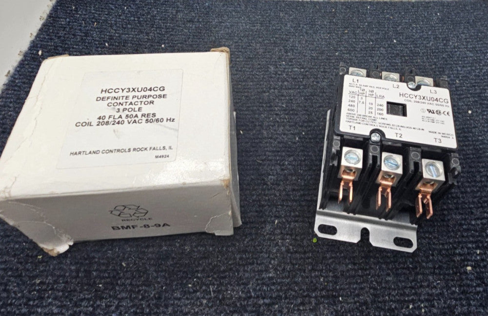 HARTLAND CONTROLS HCCY3XU04CG: Definite Purpose Contactor 3 Pole 40FLA 50A RES