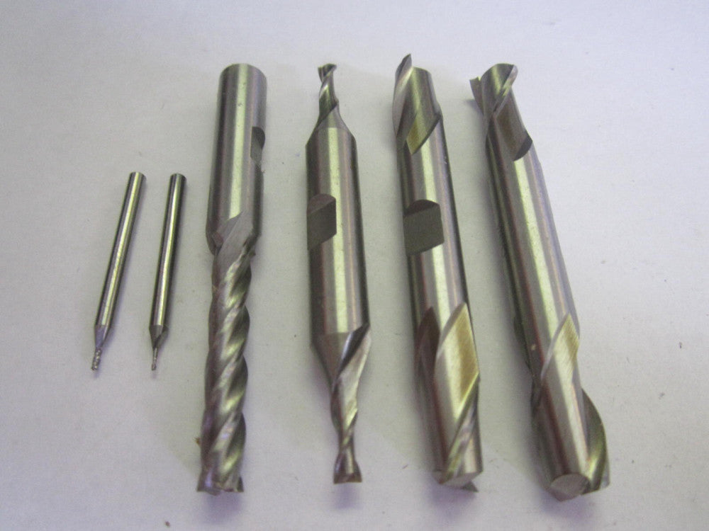 Assorted Lot Of 6 HSS RH Square End Mills 2-4 Flute .028" - 3/8" NEW